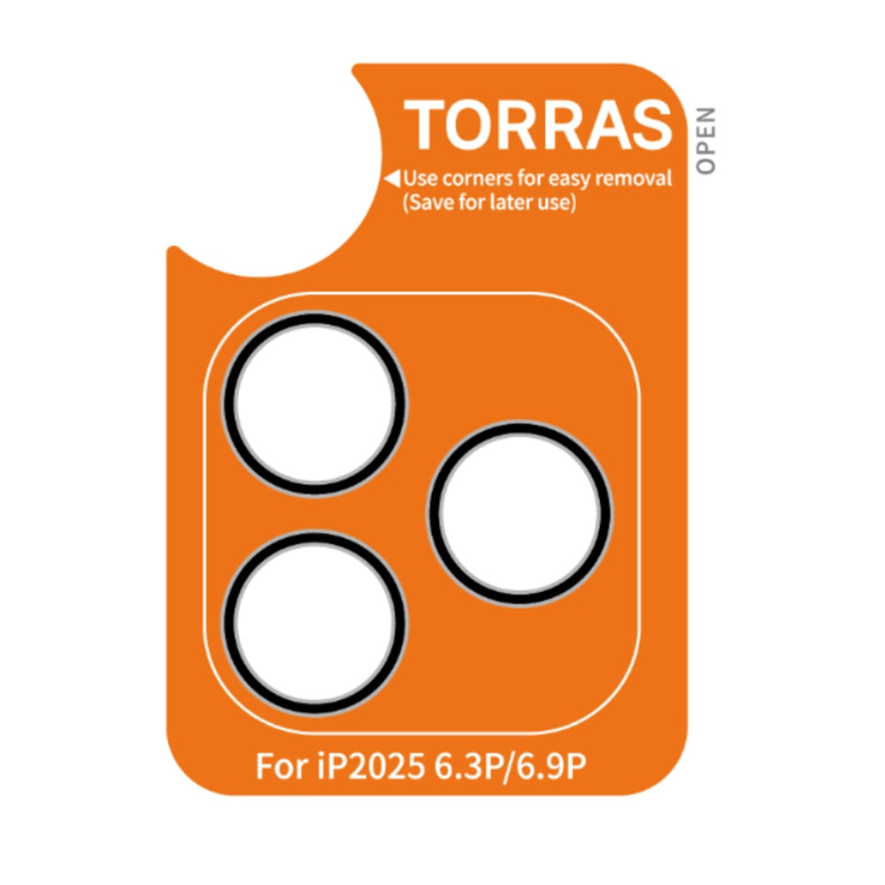 Torras Lensguard Rear Camera Protective Film for Apple iPhone 17 Pro Max / 17 Pro, Tempered Glass, Black