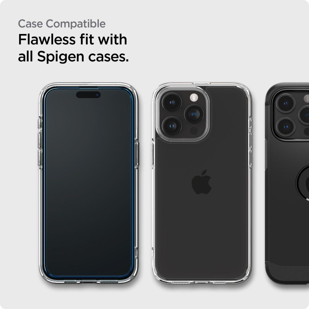 Spigen GlastR Align Master Screen Protector for Apple iPhone 15 Pro, Tempered Glass, Full Glue, Set of 2 pieces, Black AGL06895