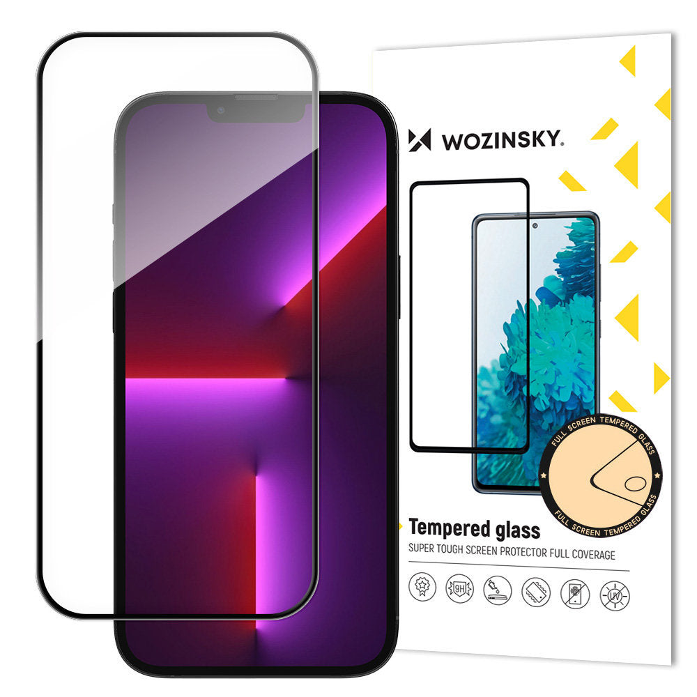 WZK Screen Protector for Apple iPhone 15, Glass Shielded, Full Glue, Case Friendly, Black