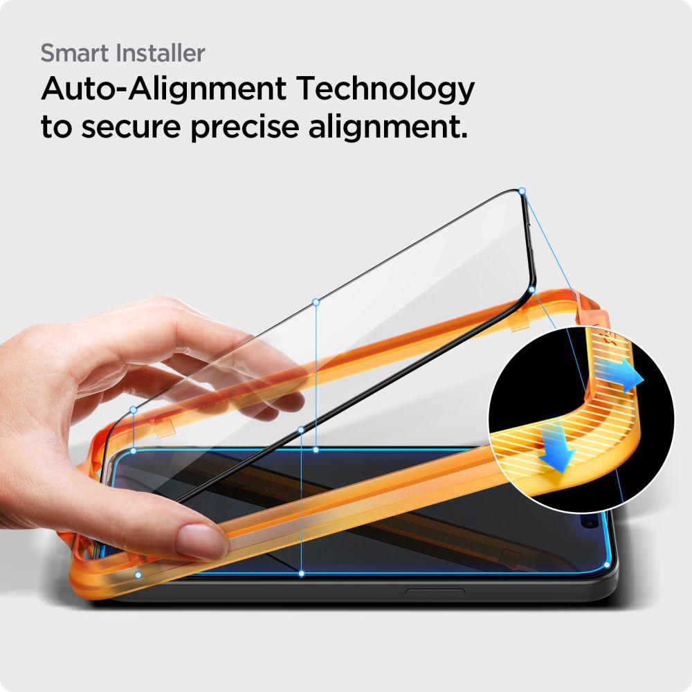 Spigen GlastR Align Master Screen Protector for Apple iPhone 15 Pro, Tempered Glass, Full Glue, Set of 2 pieces, Black AGL06895