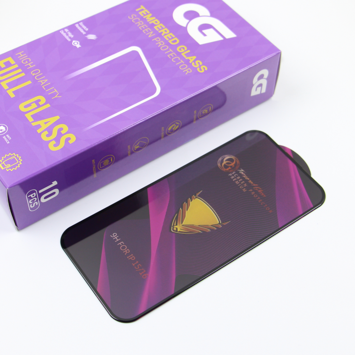 OG Premium Screen Protector Film for Samsung Galaxy A54 A546, Tempered Glass, Full Glue, Set of 10 pieces, Black