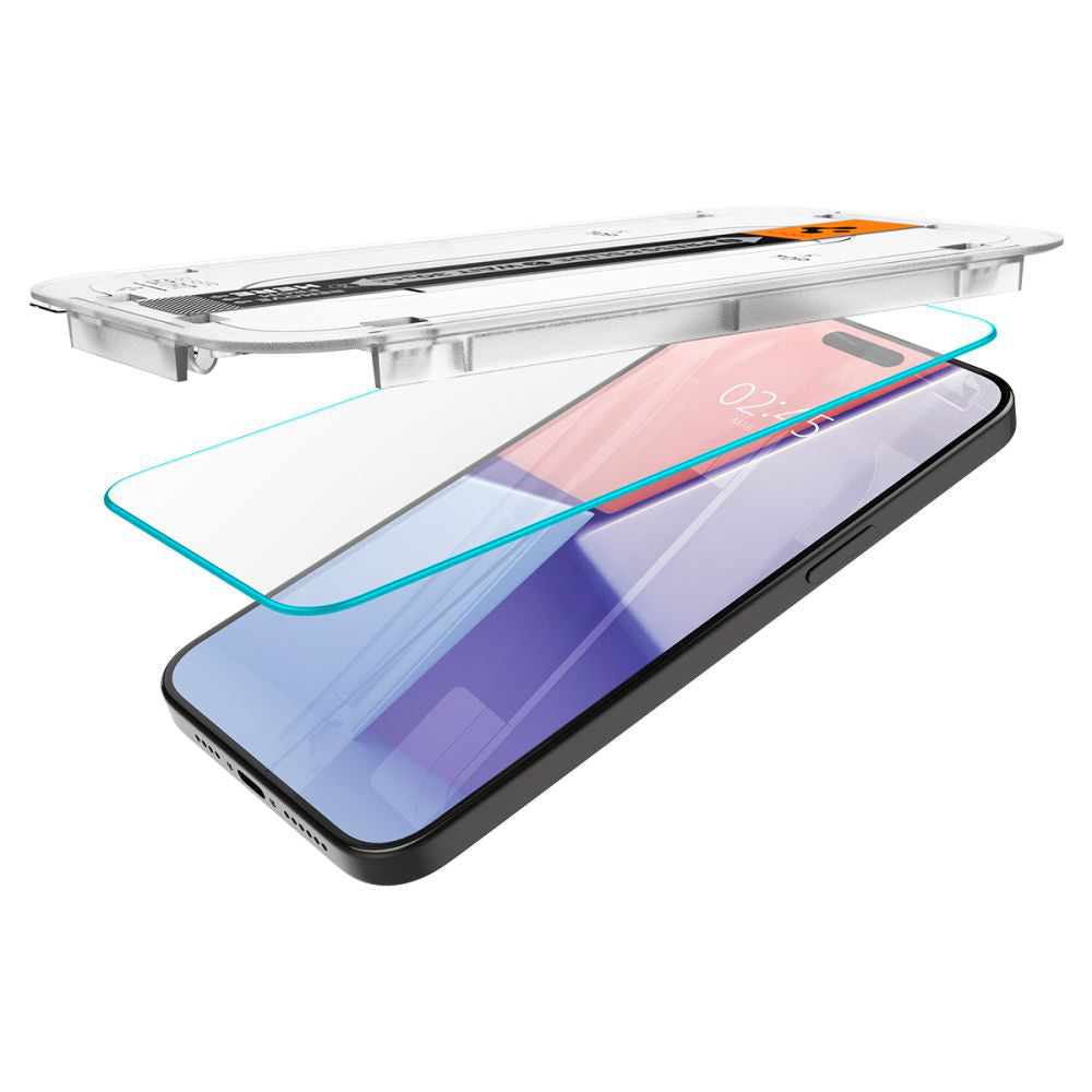 Spigen GlastR EZ FIT Screen Protector for Apple iPhone 15 Pro, Tempered Glass, Full Glue, Set of 2 pieces AGL06892