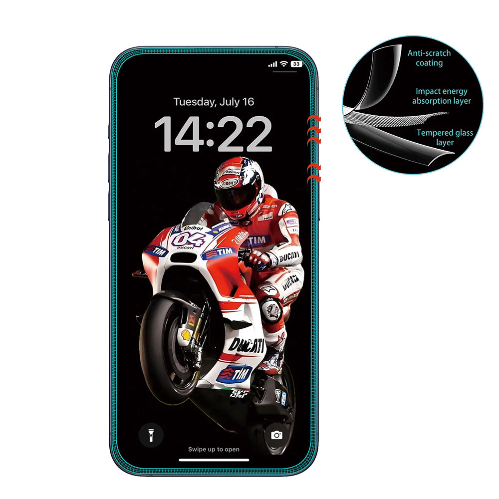 Anank 5X Reinforced Anti Crack Screen Protector for Apple iPhone 17 Pro, Tempered Glass, Full Glue, 3D, Black