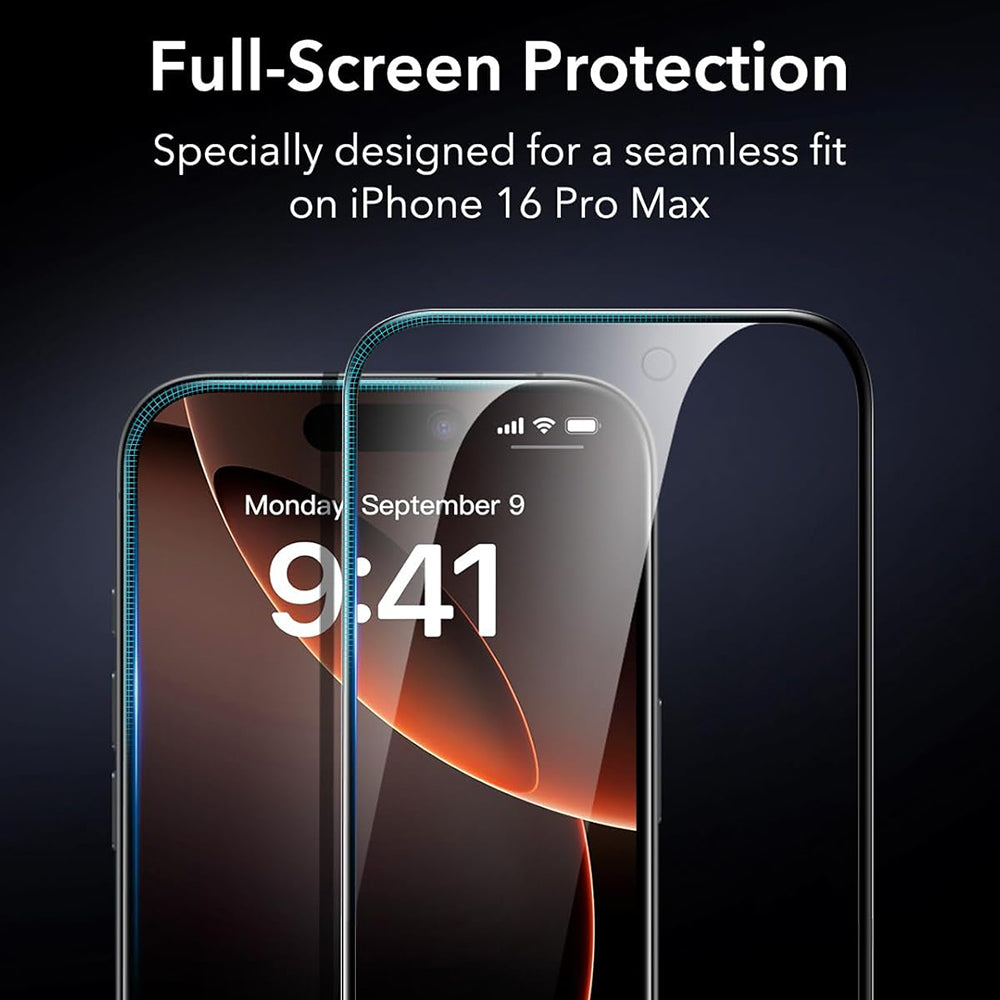 ESR Screen Protector for Apple iPhone 17 / 16 Pro, Tempered Glass, Full Glue, Set of 3, Black