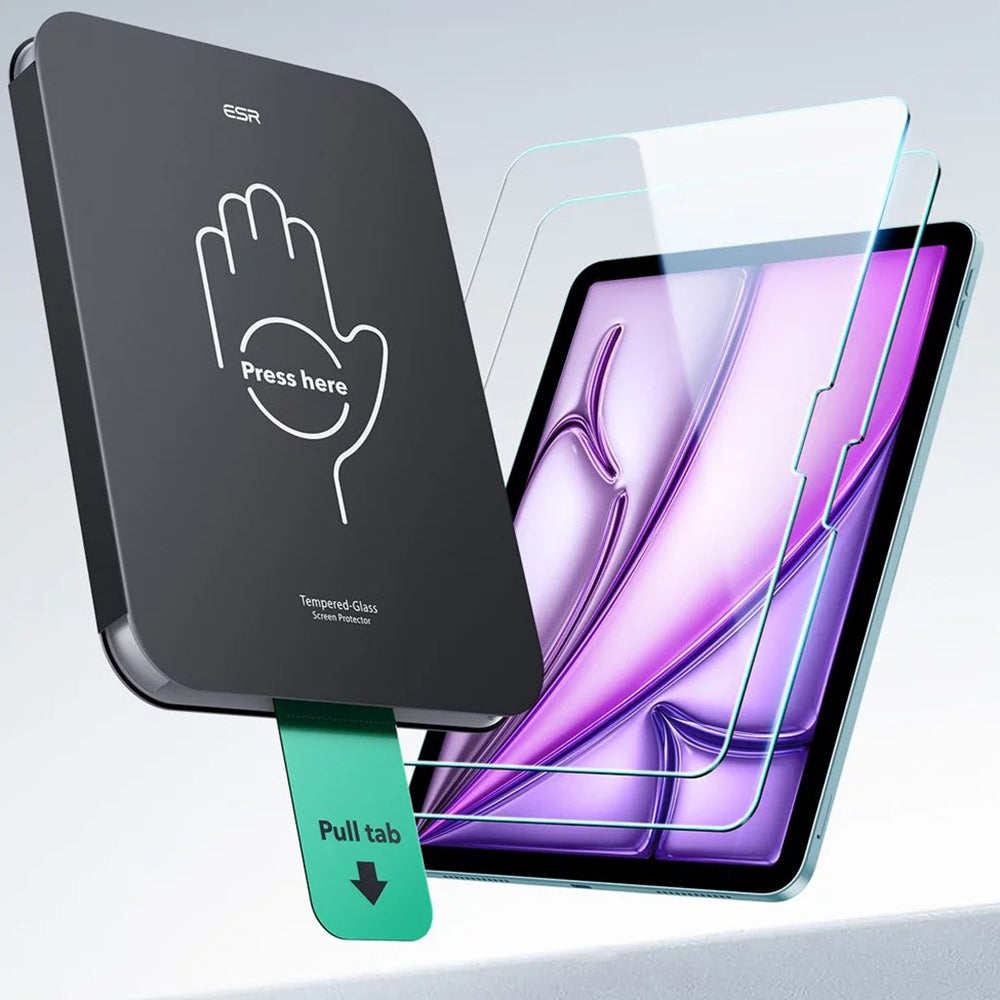 ESR UltraFit Screen Protector for Apple iPad Air 13 (2026) / Pro 13 (2025), Tempered Glass, Full Glue, Set of 2 pieces