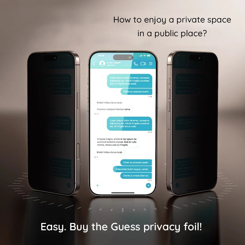 Privacy Screen Protector Guess for Apple iPhone 16 Pro Max, Tempered Glass, Full Glue, 2.5D