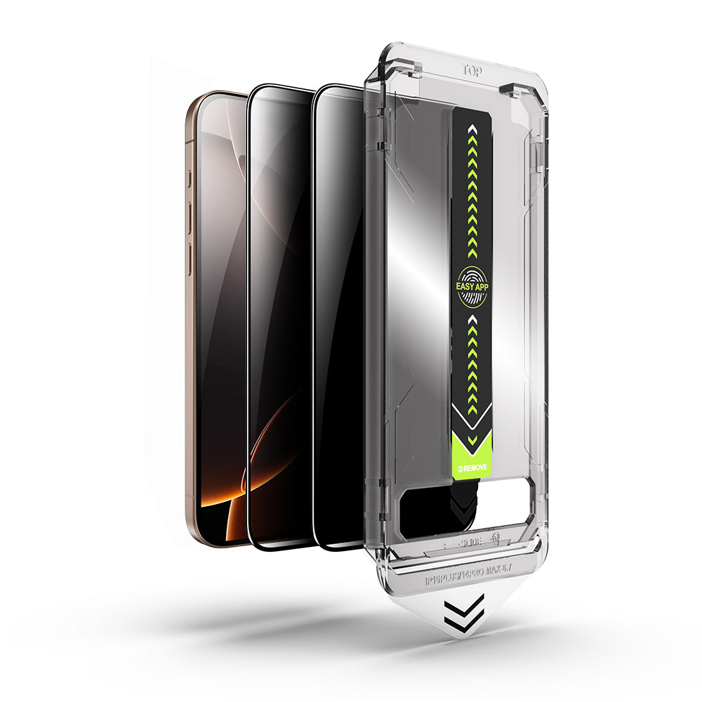 Privacy Screen Protector Techsuit TitanGlass for Apple iPhone 17 Pro, Tempered Glass, Full Glue, Set of 2 Pieces