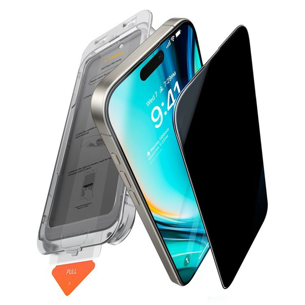 Torras GlassGo Install Master Privacy Screen Protector for Apple iPhone 17 Pro, Tempered Glass, Full Glue