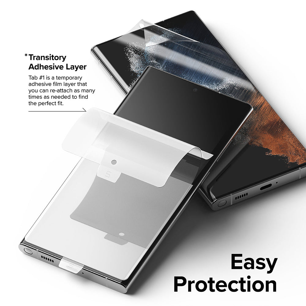 Ringke Dual Easy Screen Protector for Samsung Galaxy S22 Ultra 5G S908, Plastic, Set of 2 Pieces