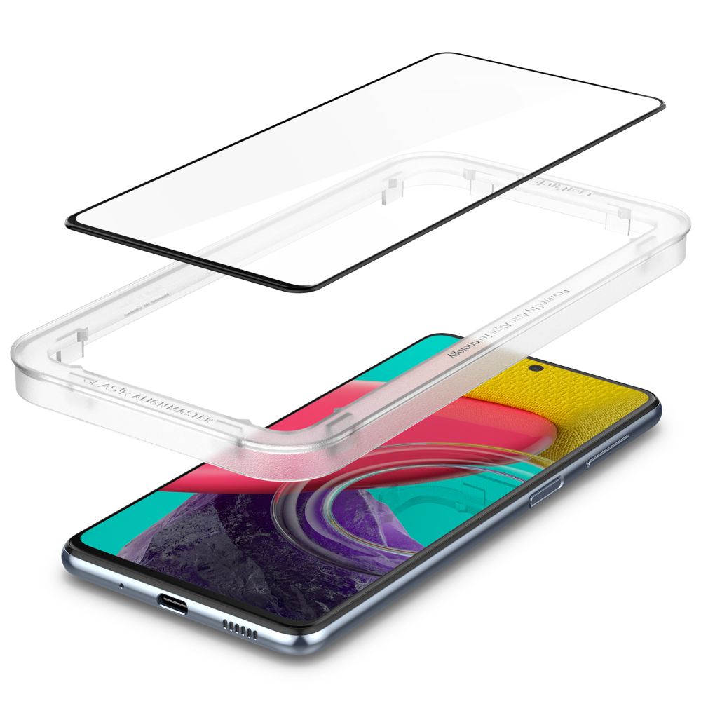 Spigen GlastR Align Master Screen Protector for Samsung Galaxy M53 M536, Tempered Glass, Full Glue, Black