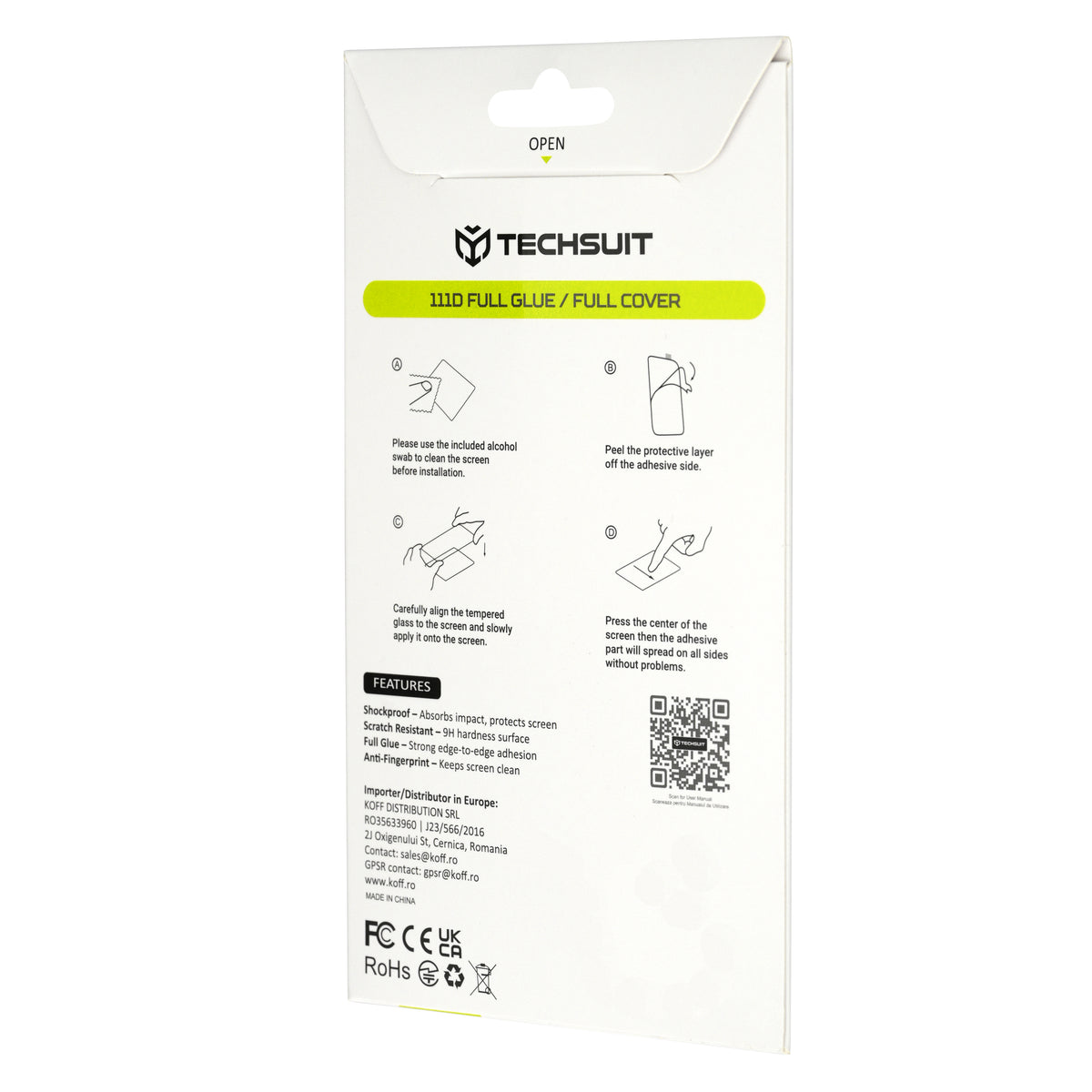 Techsuit Screen Protector Film for Samsung Galaxy A27 5G, Tempered Glass, Full Glue, 111D, Black