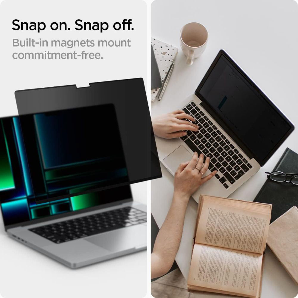 Spigen Safe View Magnetic Privacy Screen Protector Film for Apple MacBook Pro 14inch (2026) / (2025) / (2024) / (2023) / (2022) / (2021), Plastic