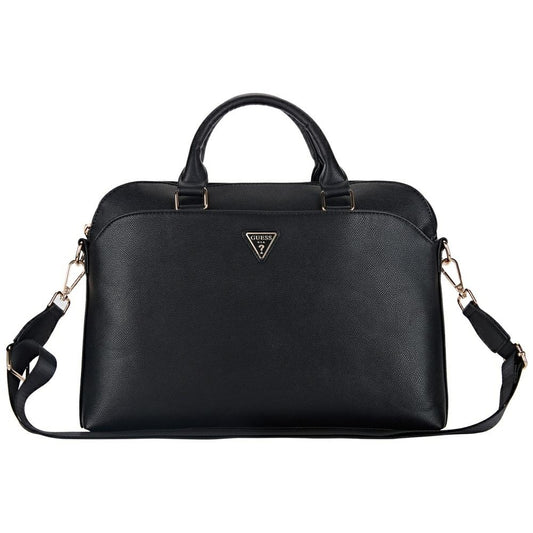 Guess Grained Triangle Logo Laptop Bag 15inch, Black