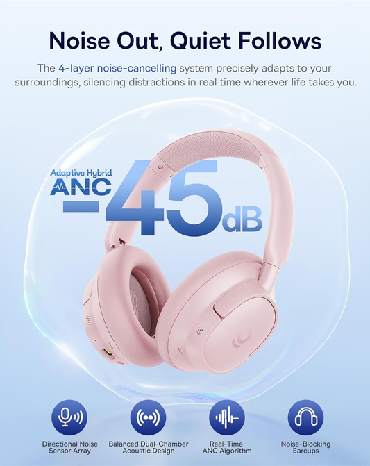 Baseus Bass BH1 NC Bluetooth Handsfree, MultiPoint, A2DP, ANC, Pink A0203704