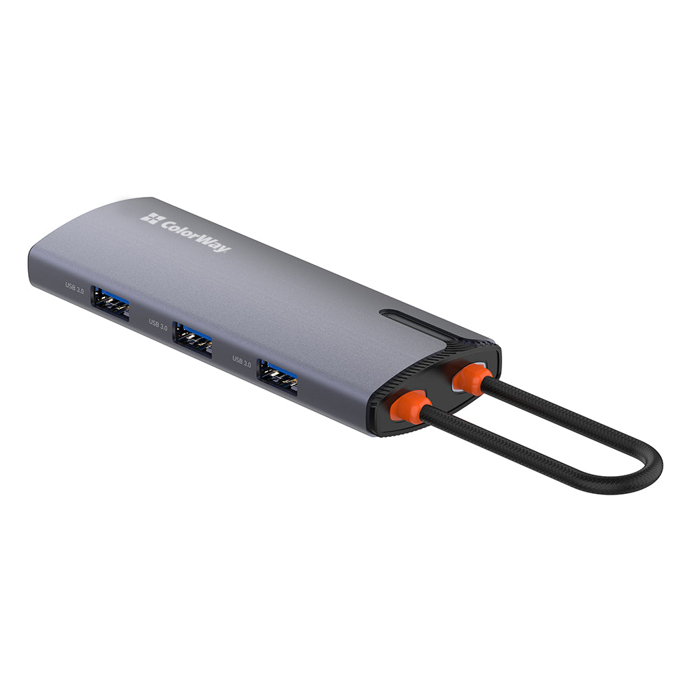 ColorWay CW-HUB03 USB-C Hub, 6in1, Silver