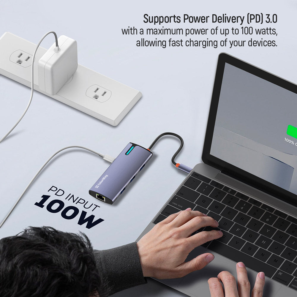 ColorWay CW-HUB03 USB-C Hub, 6in1, Silver