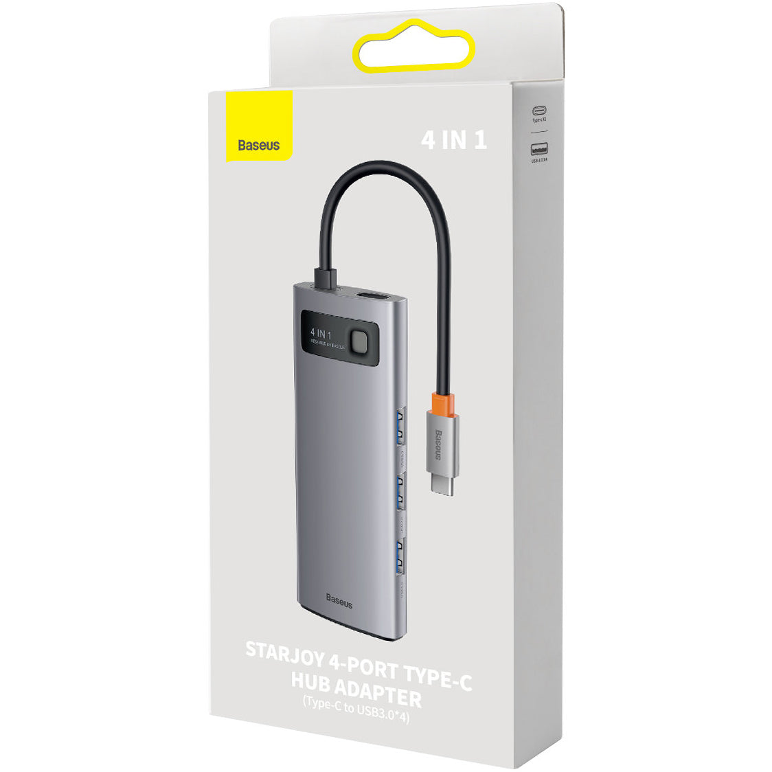 Baseus Metal Gleam USB-C Hub, 4 x USB-A 3.0, Gray WKWG070013