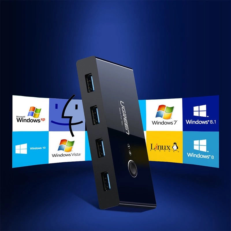 UGREEN US216 Two Sharing Switch Box USB, 4 x USB-A 3.0, Black