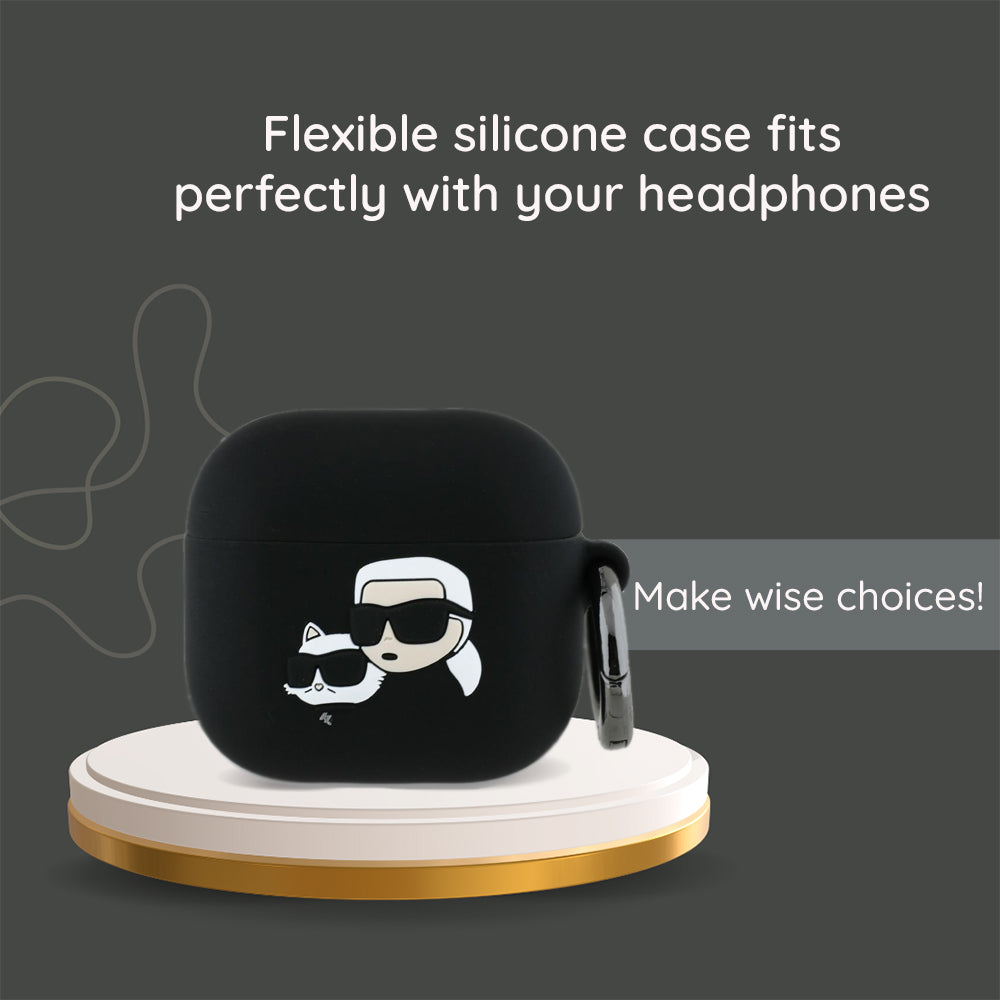 Karl Lagerfeld 3D Choupette's Head Case for Apple AirPods 4, Black