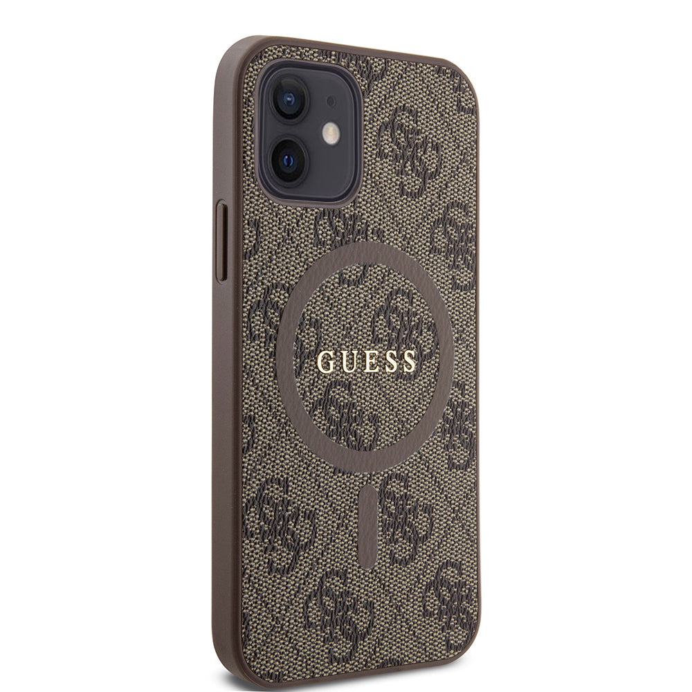 MagSafe Case for Apple iPhone 12 / 12 Pro, Guess, 4G Ring Classic Logo, Brown