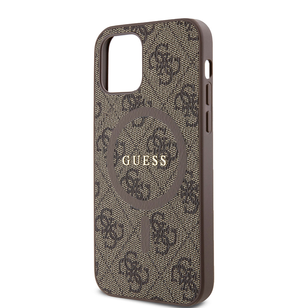 MagSafe Case for Apple iPhone 12 / 12 Pro, Guess, 4G Ring Classic Logo, Brown