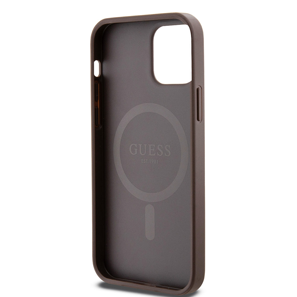 MagSafe Case for Apple iPhone 12 / 12 Pro, Guess, 4G Ring Classic Logo, Brown