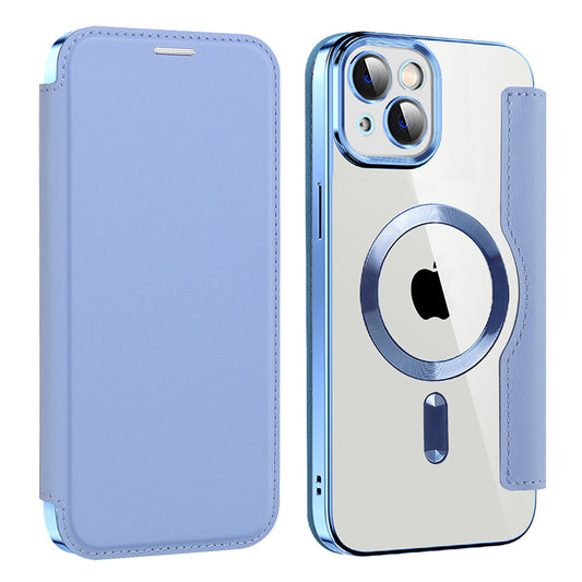 MagSafe Case for Apple iPhone 14 Plus, Techsuit, SmartMag Book, Blue