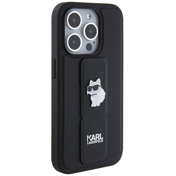 MagSafe Case for Apple iPhone 14 Pro, Karl Lagerfeld, Saffiano Gripstand Choupette, Black