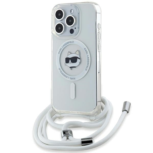 MagSafe Case for Apple iPhone 14 Pro Max, Karl Lagerfeld, IML Crossbody Choupette's Head with Strap, Transparent