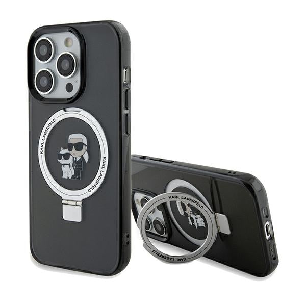 MagSafe Case for Apple iPhone 14 Pro Max, Karl Lagerfeld, Ring Stand Karl & Choupette, Black