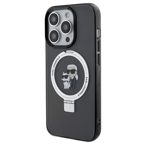 MagSafe Case for Apple iPhone 14 Pro Max, Karl Lagerfeld, Ring Stand Karl & Choupette, Black