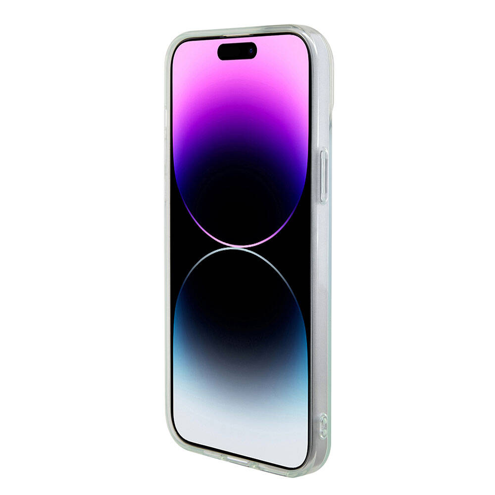 MagSafe Case for Apple iPhone 15, Guess, IML Iridescent, Turquoise