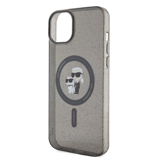 MagSafe Case for Apple iPhone 15 Plus, Karl Lagerfeld, Glitter, Black
