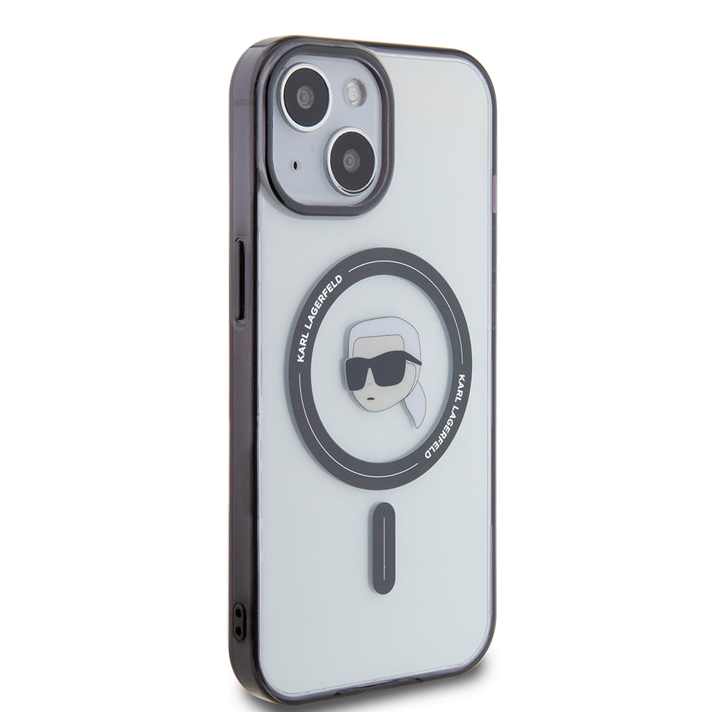 MagSafe Case for Apple iPhone 15 Plus, Karl Lagerfeld, IML Karl's Head, Transparent