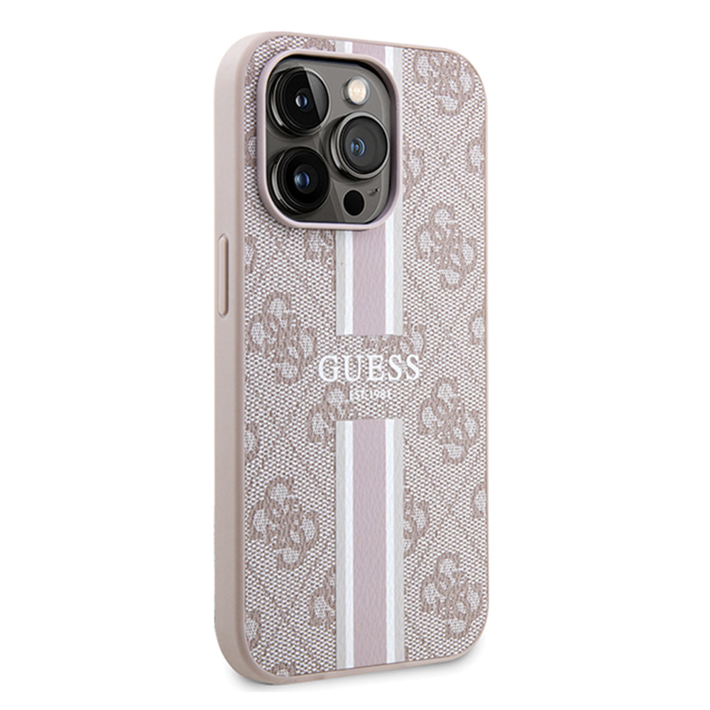 MagSafe Case for Apple iPhone 15 Pro, Guess, 4G Printed Stripes, Pink