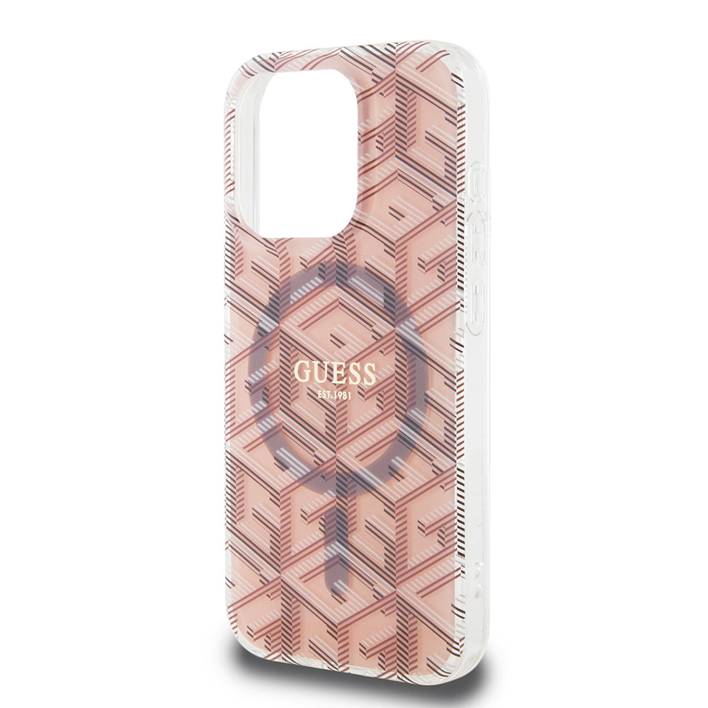 MagSafe Case for Apple iPhone 15 Pro, Guess, IML Gcube, Pink