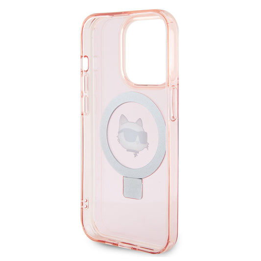 MagSafe Case for Apple iPhone 15 Pro, Karl Lagerfeld, Ring Stand Choupette's Head, Pink