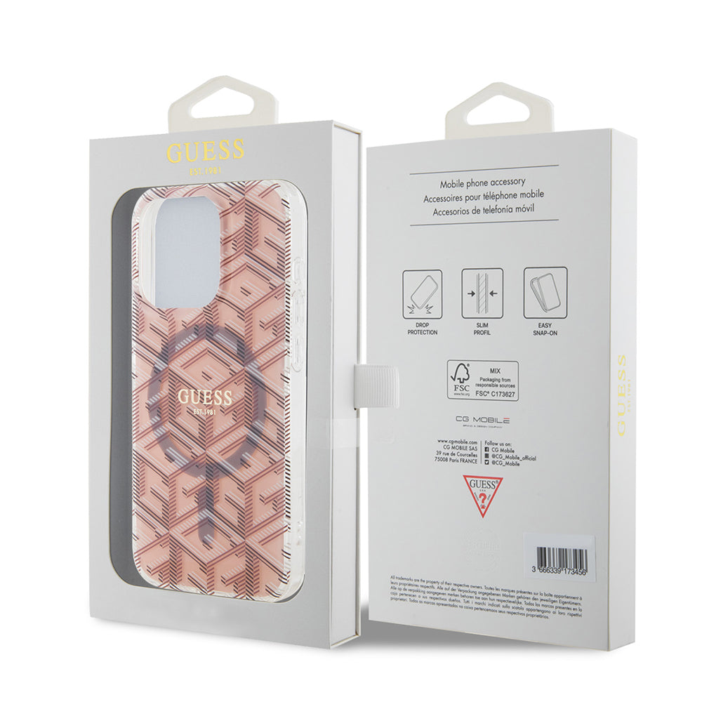 MagSafe Case for Apple iPhone 15 Pro Max, Guess, IML Gcube, Pink