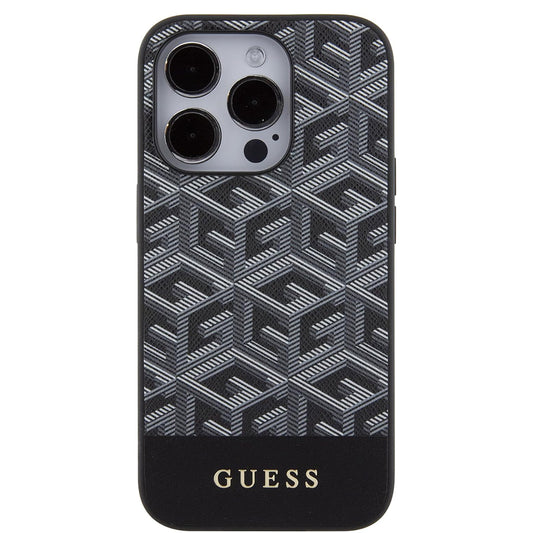 MagSafe Case for Apple iPhone 15 Pro Max, Guess, PU G Cube, Black GUHMP15XHGCFSEK