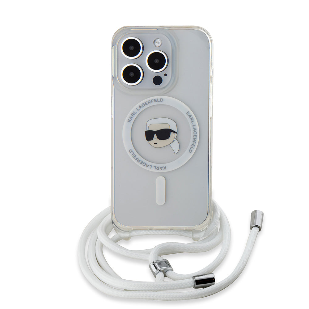 MagSafe Case for Apple iPhone 15 Pro Max, Karl Lagerfeld, IML Crossbody Karl's Head, Transparent