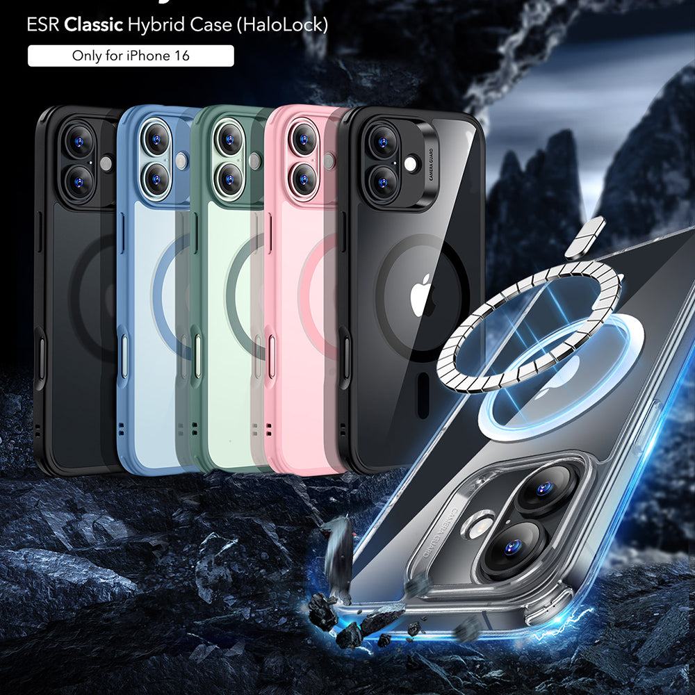 MagSafe Case for Apple iPhone 16, ESR, Classic Hybrid, Black Transparent