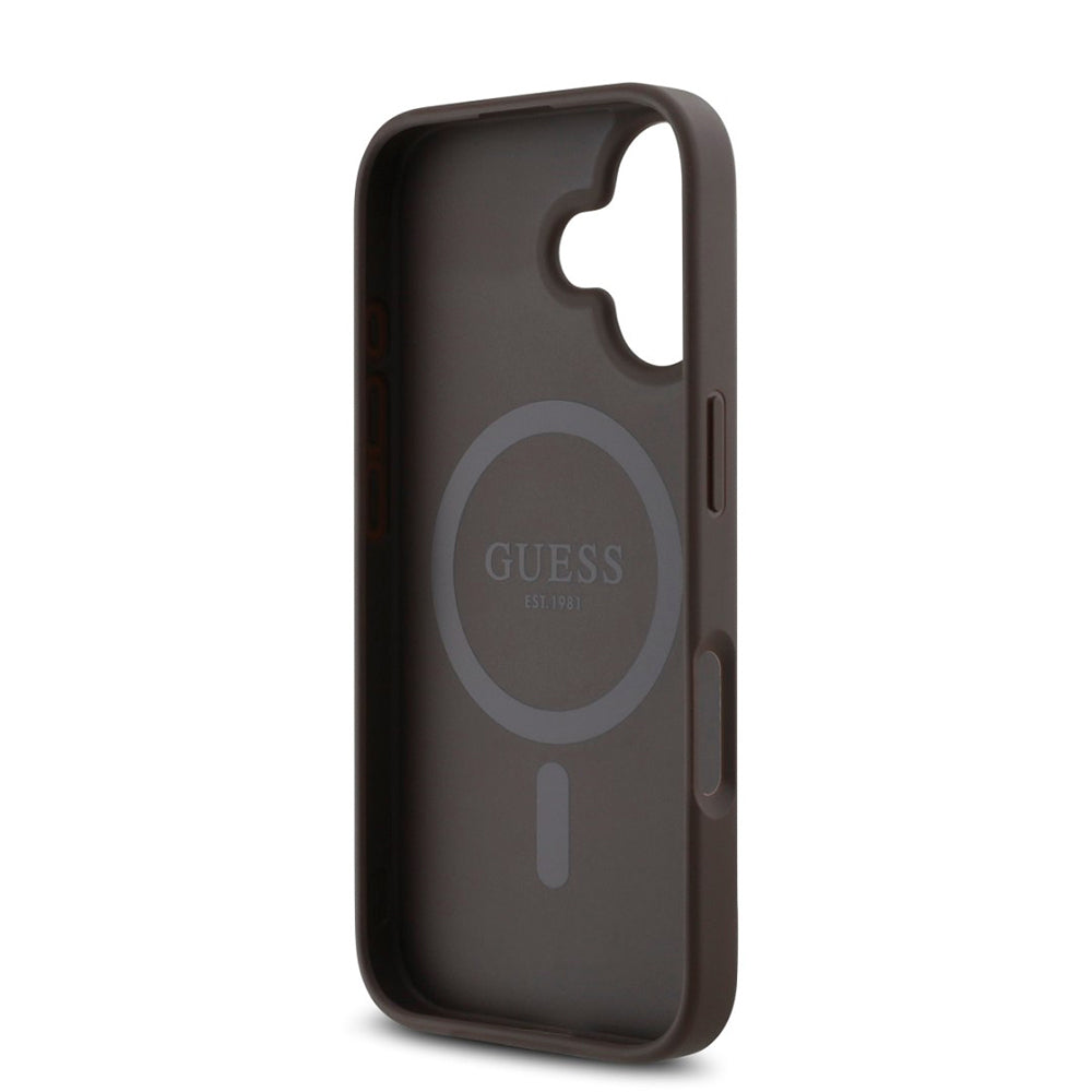 MagSafe Case for Apple iPhone 16, Guess, 4G Classic, Brown