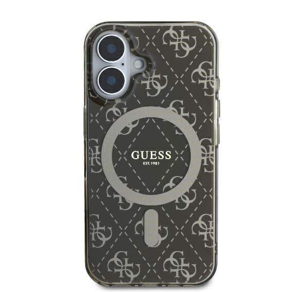 MagSafe Case for Apple iPhone 16, Guess, IML 4G Background, Brown