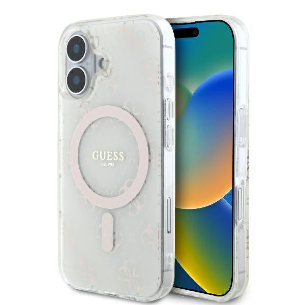 MagSafe Case for Apple iPhone 16 Plus, Guess, IML 4G Background, White