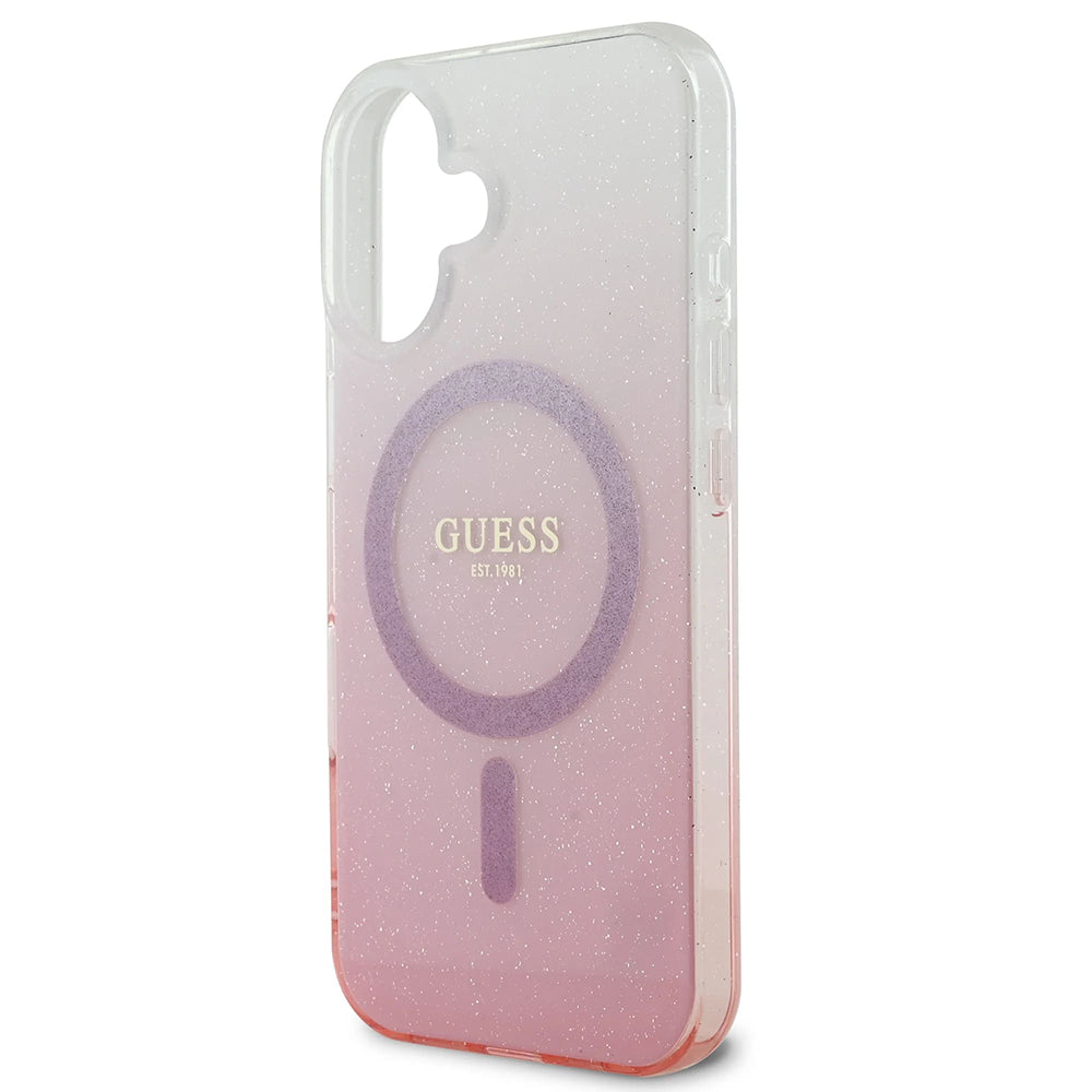 MagSafe Case for Apple iPhone 16 Plus, Guess, IML Glitter Gradient, Brown
