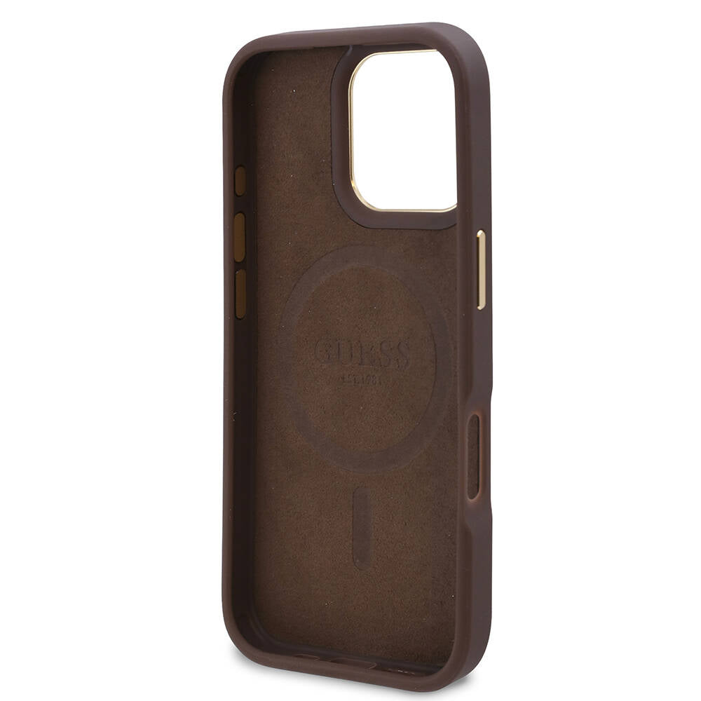 MagSafe Case for Apple iPhone 16 Pro, Guess, 4G Logo Plate, Blue