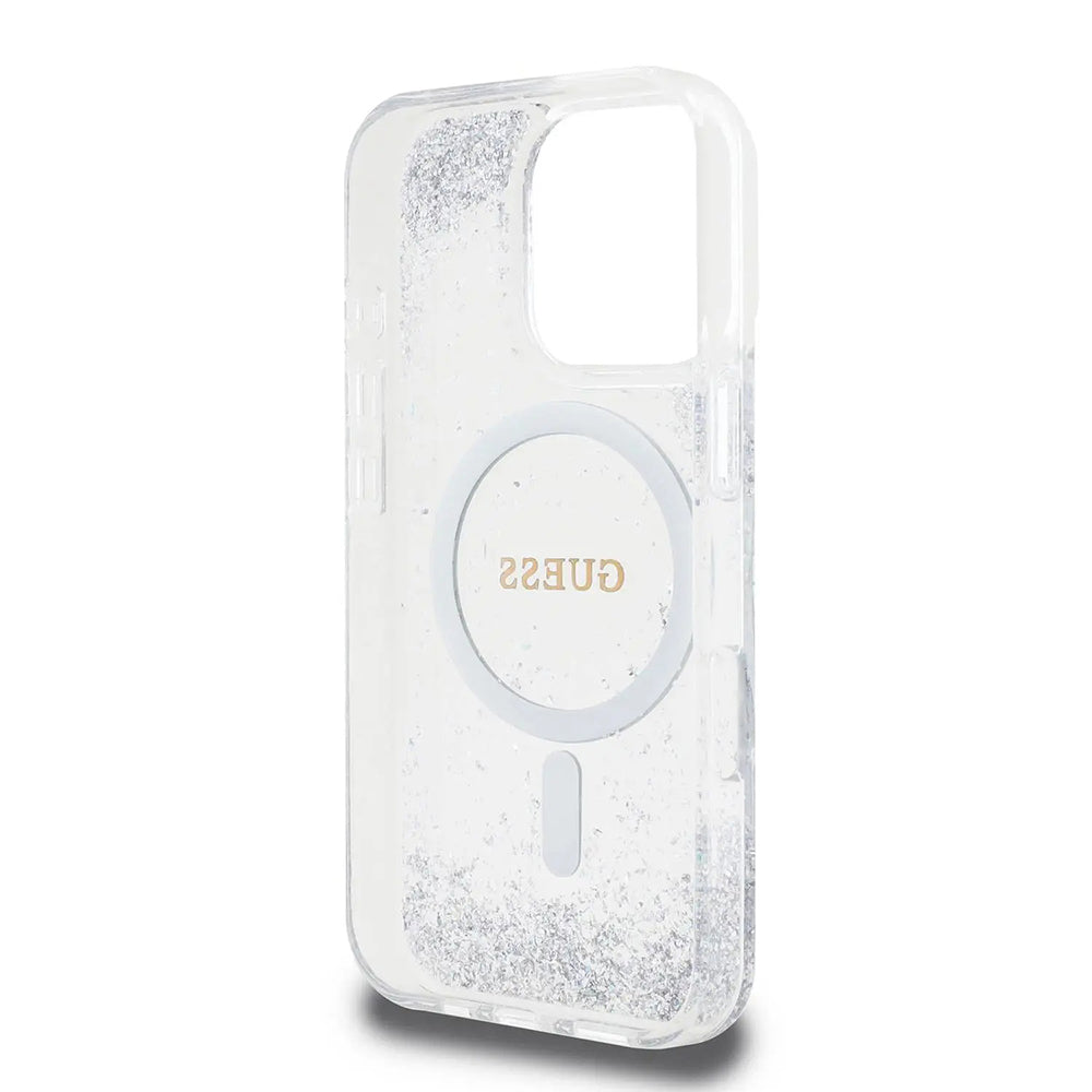 MagSafe Case for Apple iPhone 16 Pro, Guess, IML Glitter Gradient, Silver
