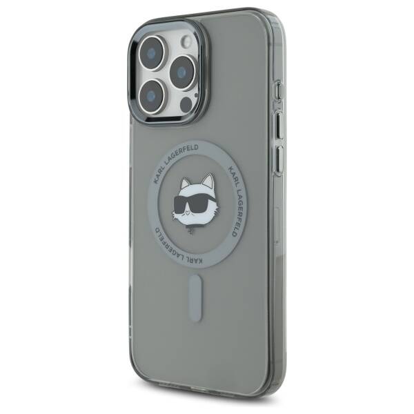 MagSafe Case for Apple iPhone 16 Pro, Karl Lagerfeld, IML Metal Choupette's Head, Black