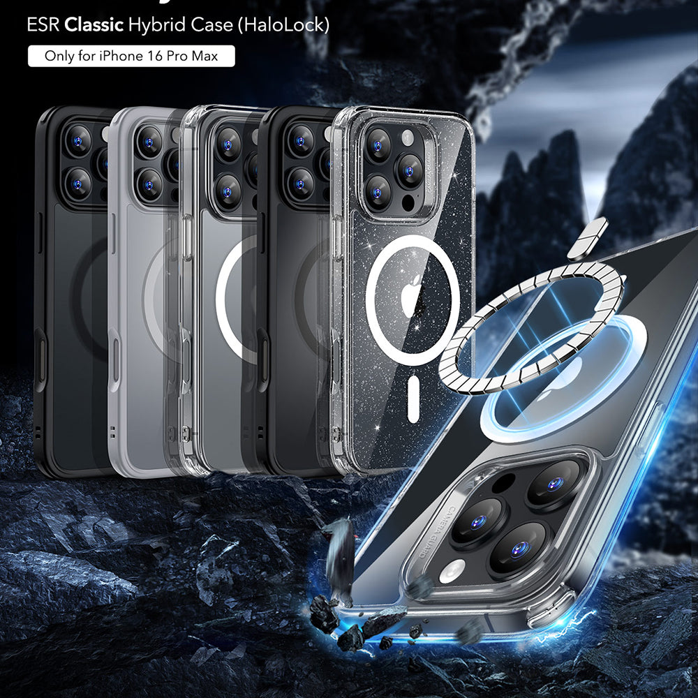 MagSafe Case for Apple iPhone 16 Pro Max, ESR, Classic Hybrid, Black Transparent