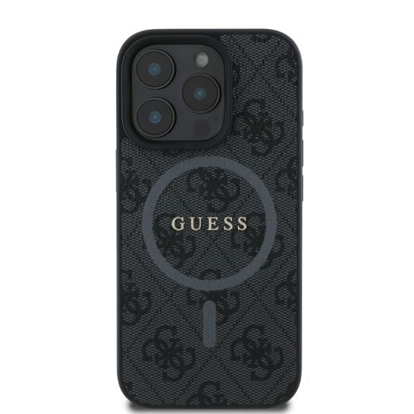 MagSafe Case for Apple iPhone 16 Pro Max, Guess, 4G Ring Classic Logo, Black
